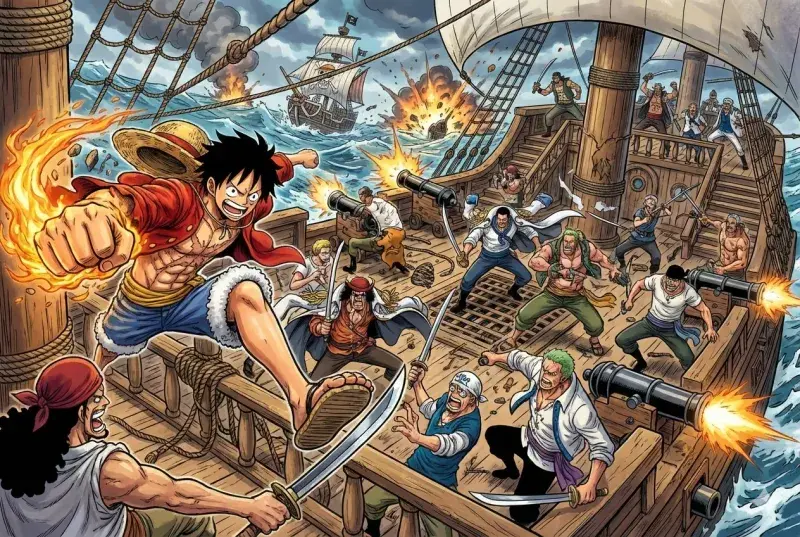 Luffy et son équipage en bataille navale - One Piece TCG